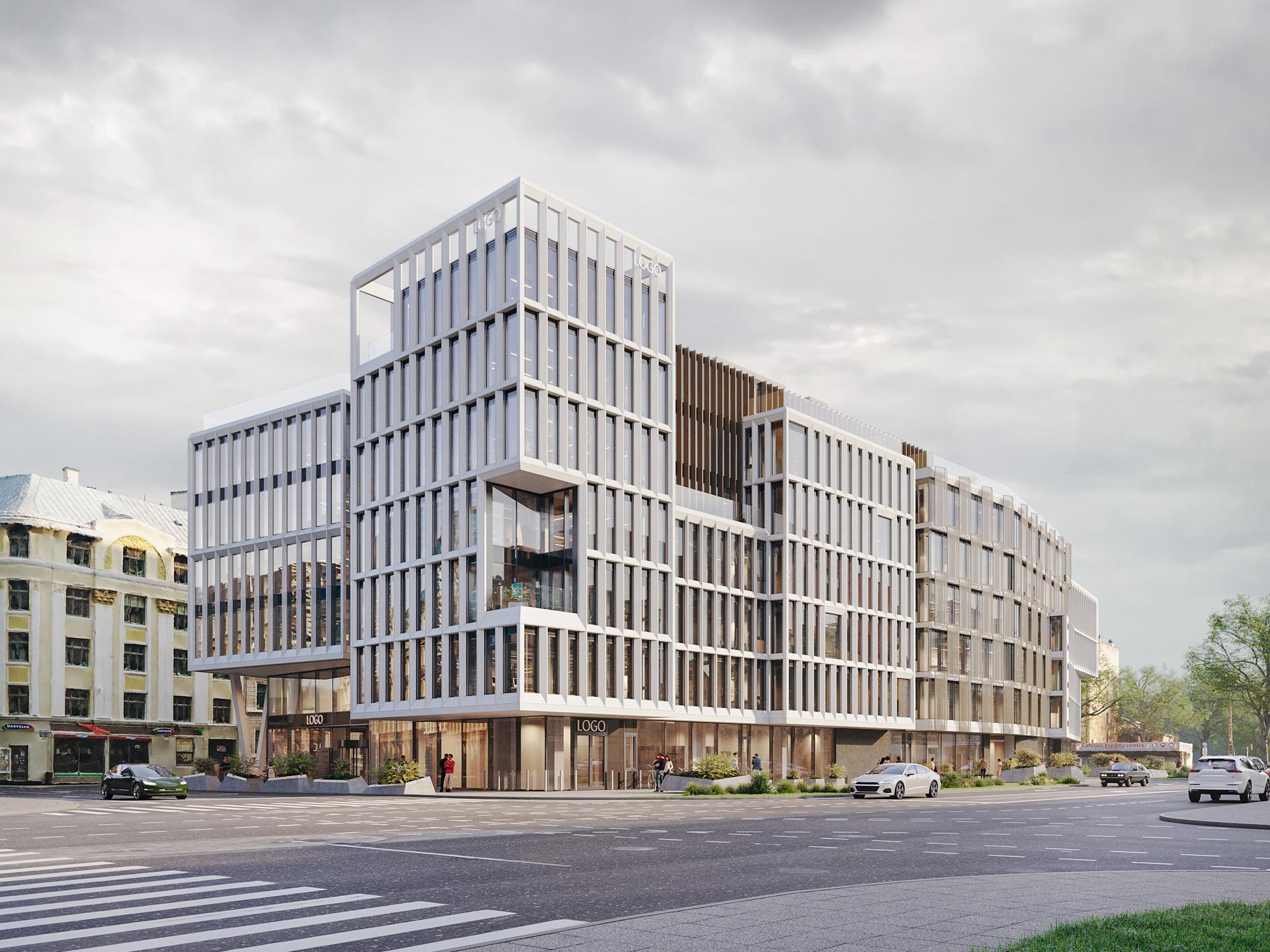 Autor: Sarma & Norde arhitekti • Lauder Architects Ernesta Birznieka Upīša iela 2, 4, Dzirnavu iela 106, Centrs, Riga, Satekle Business Center