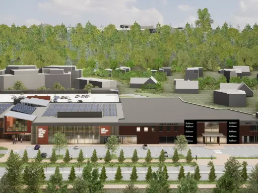 Pildi autor: Viimis Vald, arhitektid: Johann Aksel Tarbe ja Tõnu Rebane Randvere tee 6, Viimsi kaubanduskeskuse laiendus