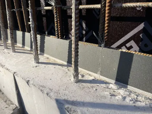 WPM® Metal Sheet Waterstop 125R after the concrete cast. WPM® Metal Sheet Waterstop 125R after the concrete cast.